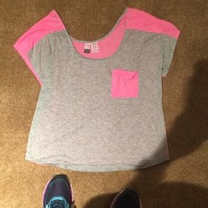 Slouchy bubblegum pink and light grey tshirt